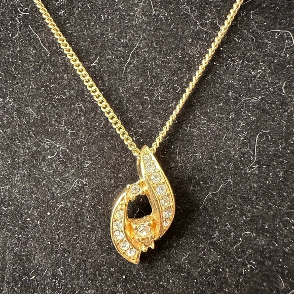 Christian Dior Vintage Rhinestone Pendant Necklace